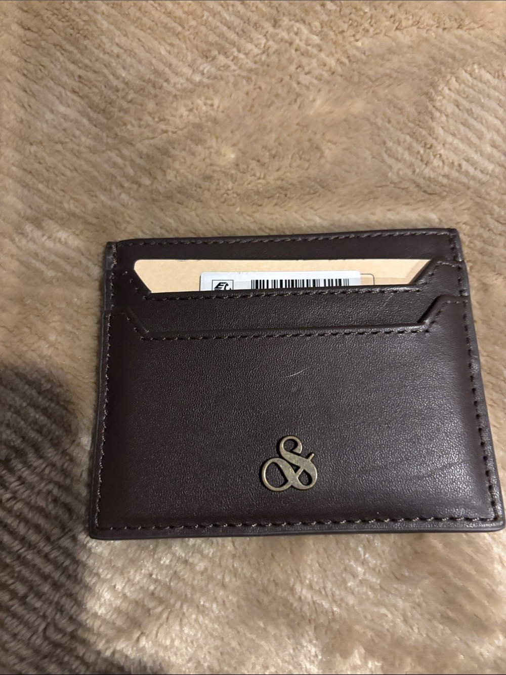 Scotch & Soda Dark Brown Leather Card Holder with Metal Logo